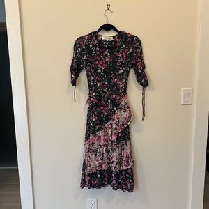 Diane Von Furstenberg floral mesh faux wrap dress